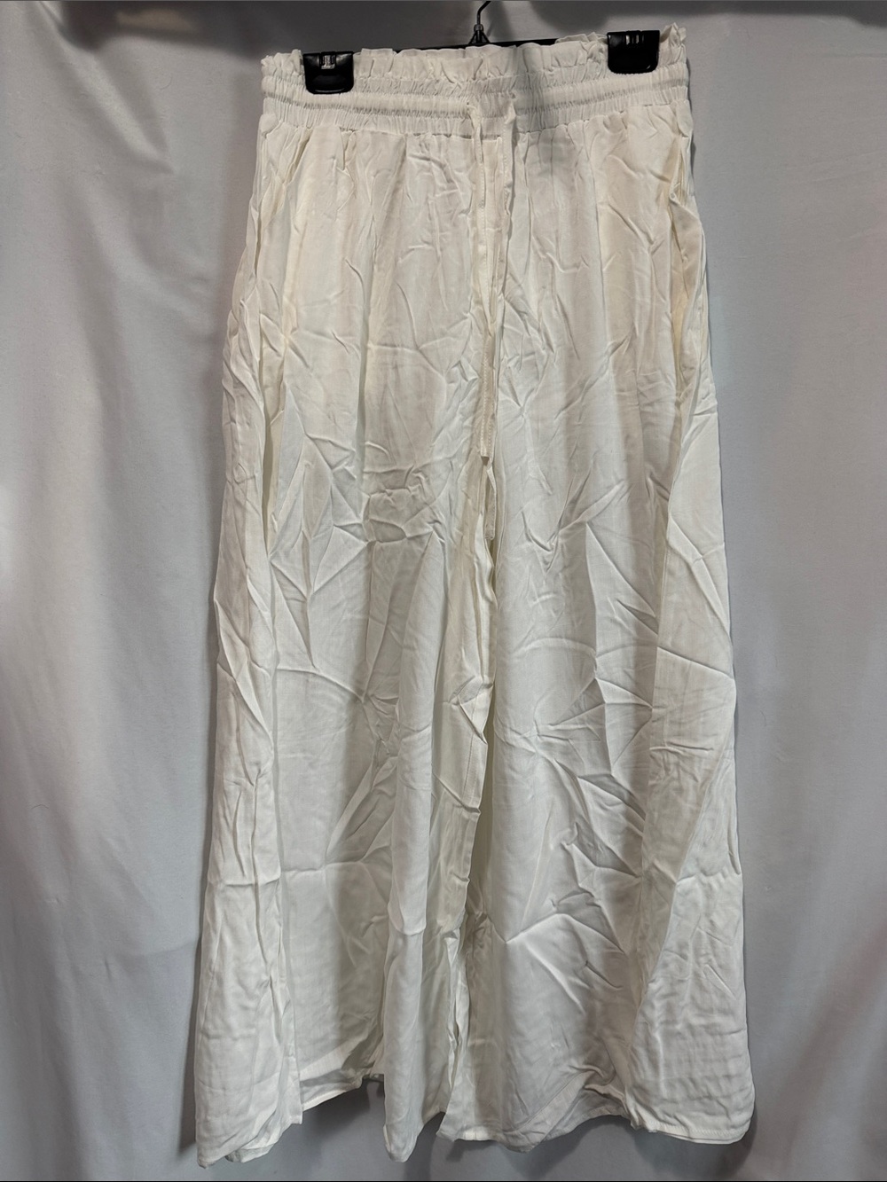 Women's White Wide-Leg Drawstring Pants